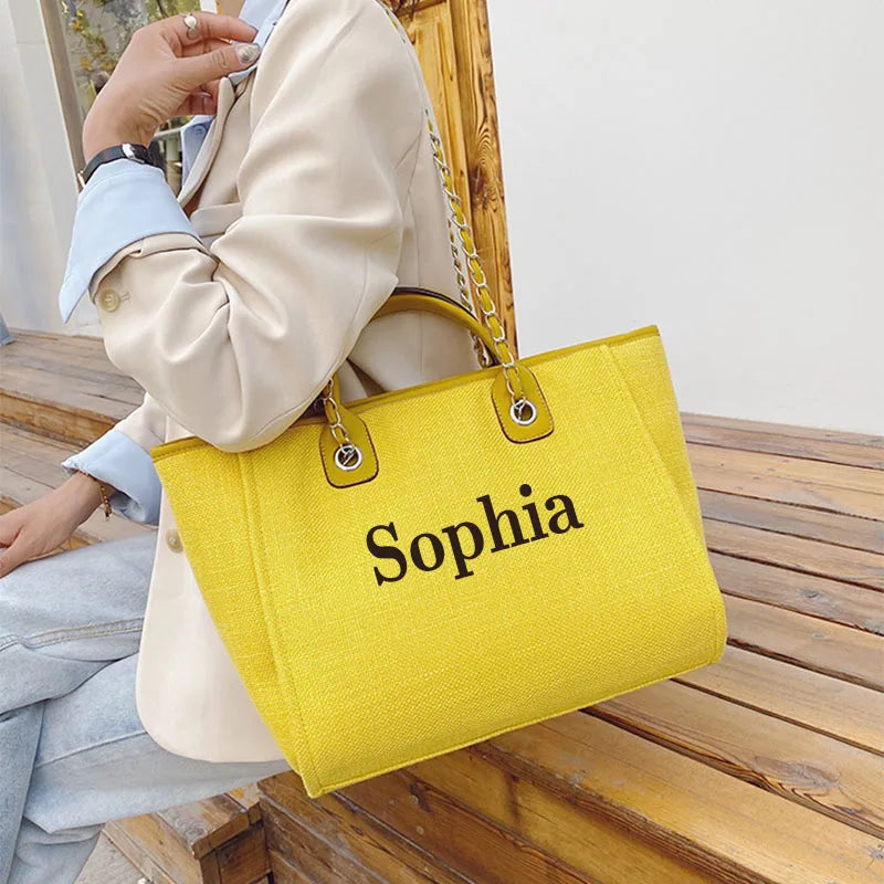 Personalized Teacher Tote Bag Custom Name Gift for Women School Classroom Appreciation Present Teacher Day Gift Fashion Handbag