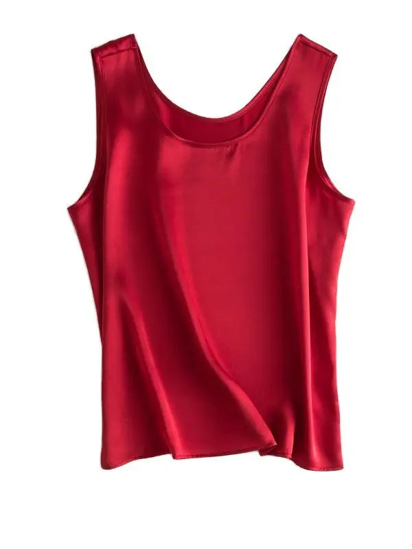 SuyaDream. Débardeur basique confortable pour femmes, 100% soie véritable, t-shirt Chic sans manches à col rond, gilets d'été solides 2025, blanc, rose, Beige