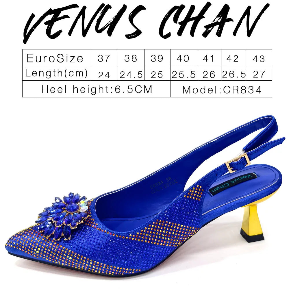 Newest Arrivals Special Design Silver Color African Women Shoes and Bag Set Pointed Toe Pumps for Wedding Party