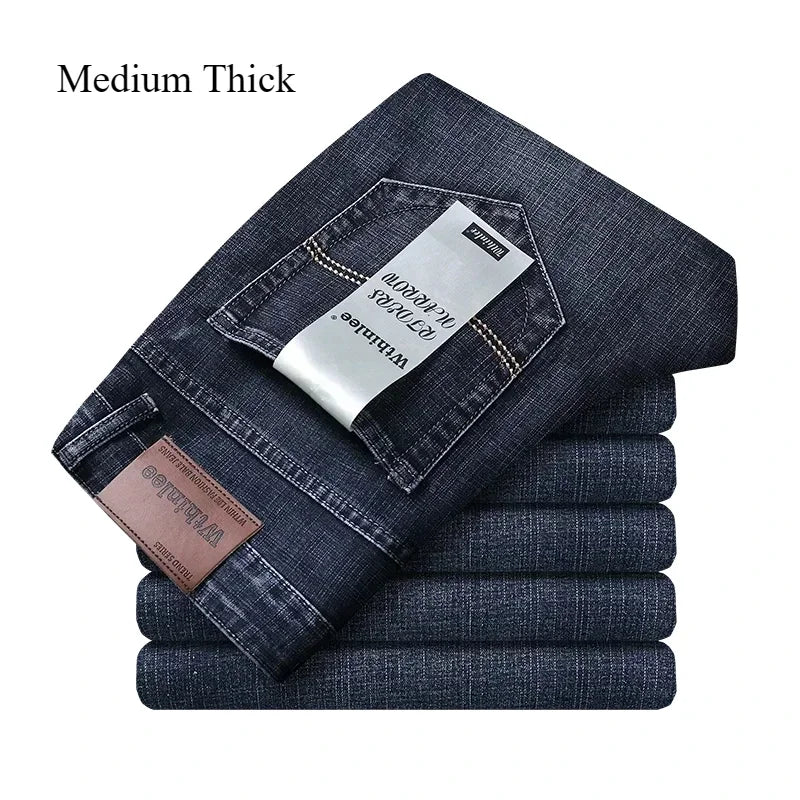 2024 Thin or Thick Material Slim Fit Men's Luxury Classic Style Men Jeans Business Stretch Denim Male Trousers Clothing