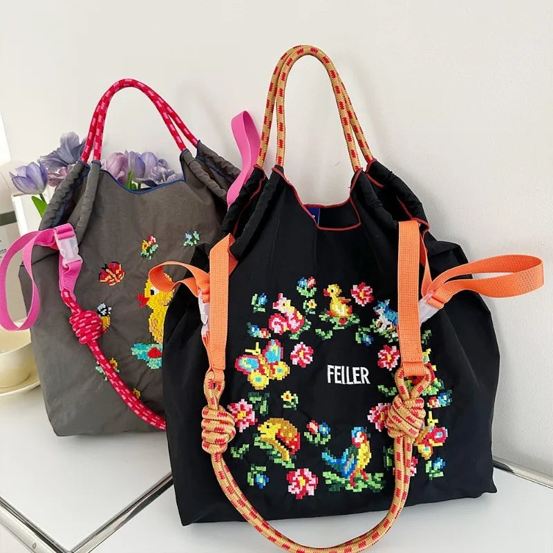FEILER Oxford Cloth Large Draw String Hand Bag Capacity Portable Shoulder Bags Foldable Bag Embroidery Luxury Designer Bags