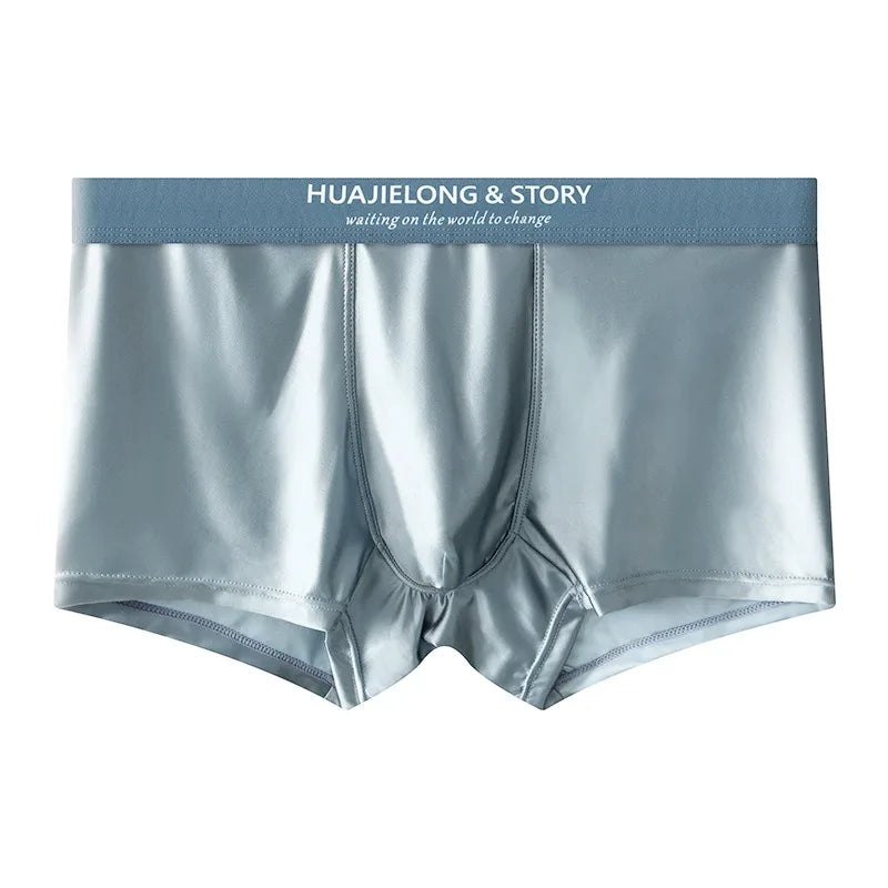 3Pcs Men's Underpants Ice Silk Satin-like Man Underwear Smooth Breathable Boxer Shorts Underwear For Men