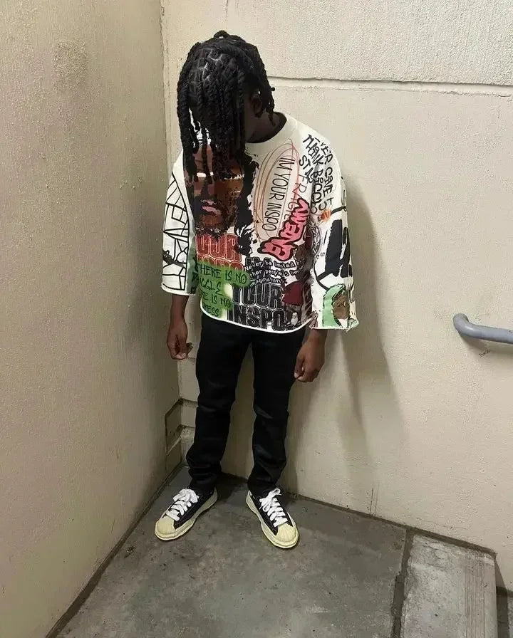 Y2K Half Sleeve T Shirt Men Women Hip Hop Punk Graffiti Graphic Print T-Shirt Oversized Loose Harajuku Gothic Streetwear Tee Top
