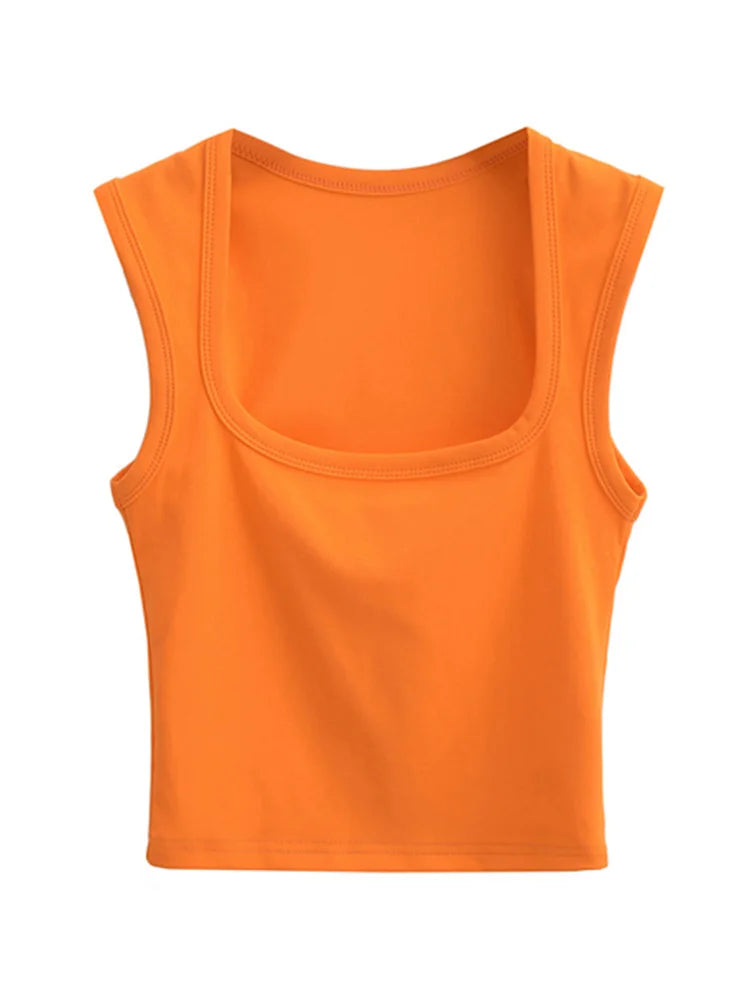 Deep Square Collar Vests 2025 Summer New Fashion Sexy Women's Crop Tops Sling Vest Camis