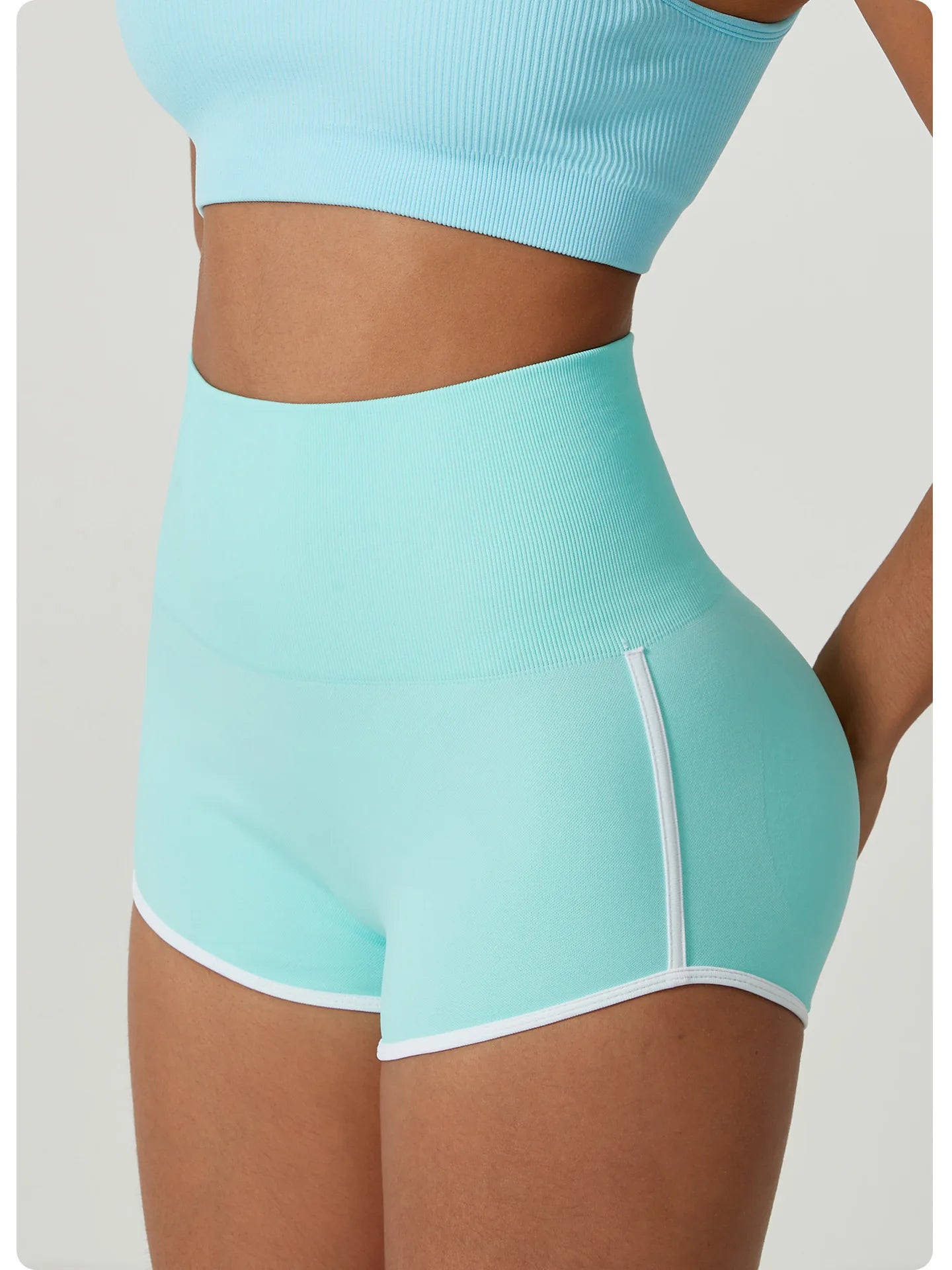 Women Gym Shorts White Edge Athletic Butt Lifting Workout Biker High Waist Yoga Pants Leggins Sports Fitness Three-Pantsy Tights