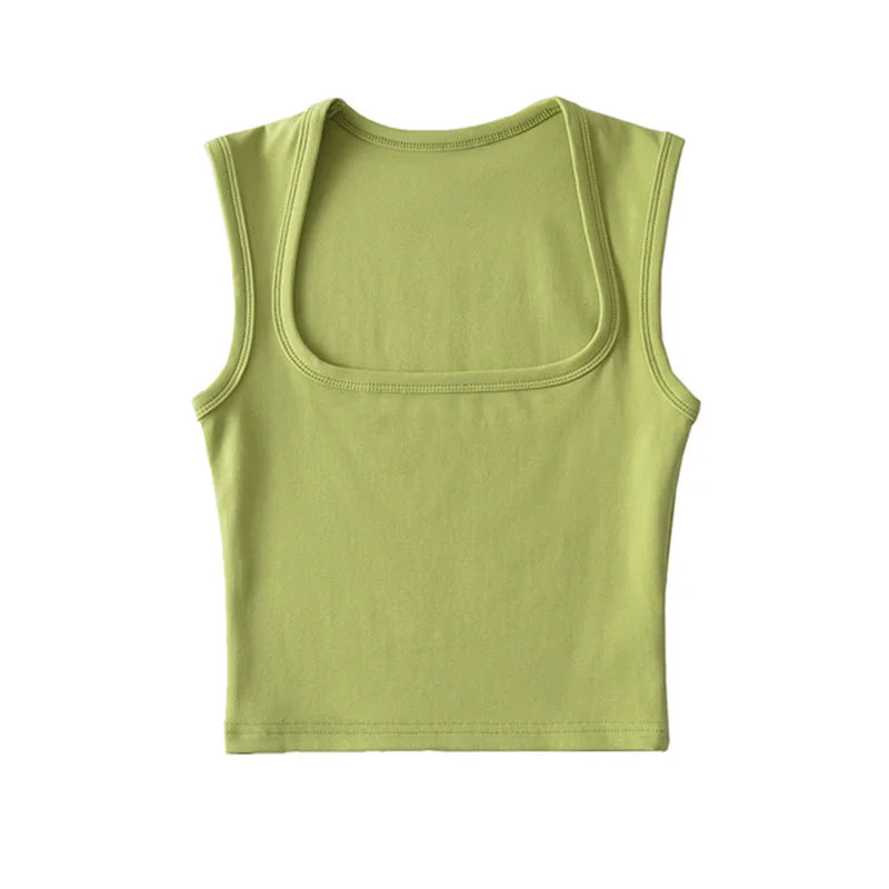 Deep Square Collar Vests 2025 Summer New Fashion Sexy Women's Crop Tops Sling Vest Camis