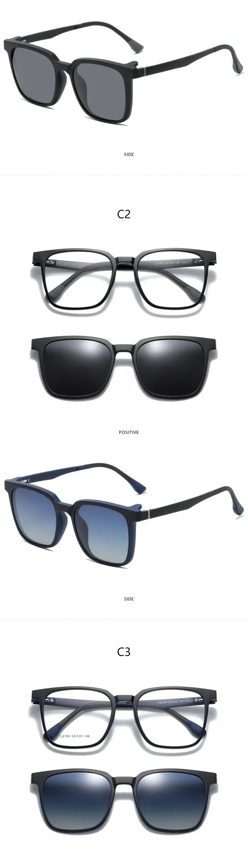 CLLOIO Magnetic Clip Optical Sunglasses Men Polarized Myopia Prescription Glasses Anti Blue Light Reading Glasses for Women 2190