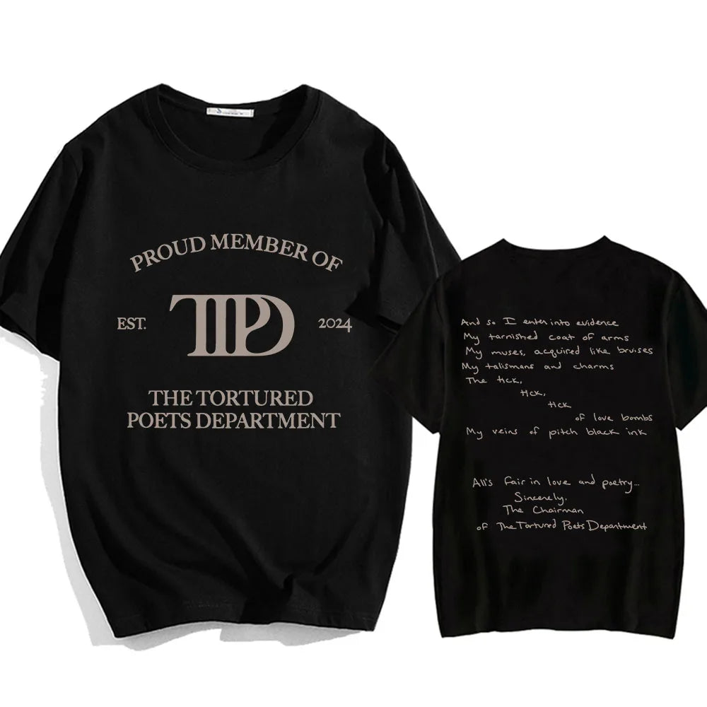 Album The Tortured Poets Department TTPD T-shirts Short Sleeve Cotton Comfortable Tee-shirt Casual Summer Men Women Tshirts Tees