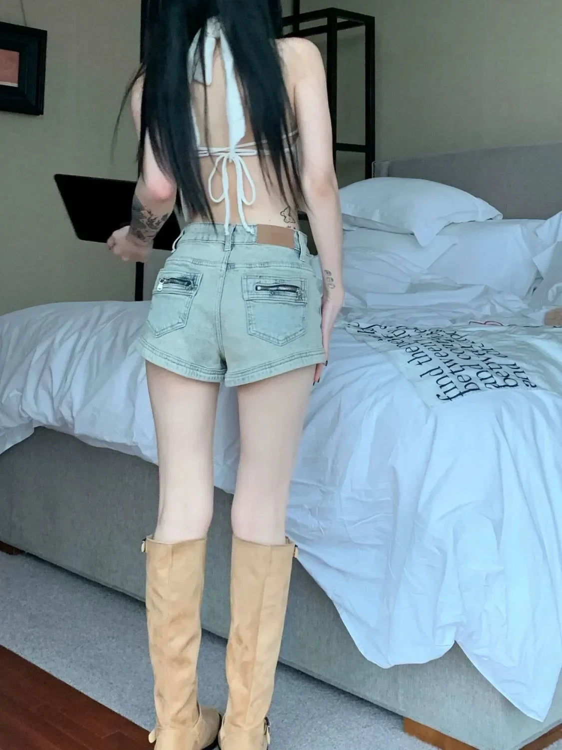 Women's Stretchy Jeans Summer 2025 - High-Waisted American Spicy Shorts with Slimming Straight Leg and A-Line Cut Shorts