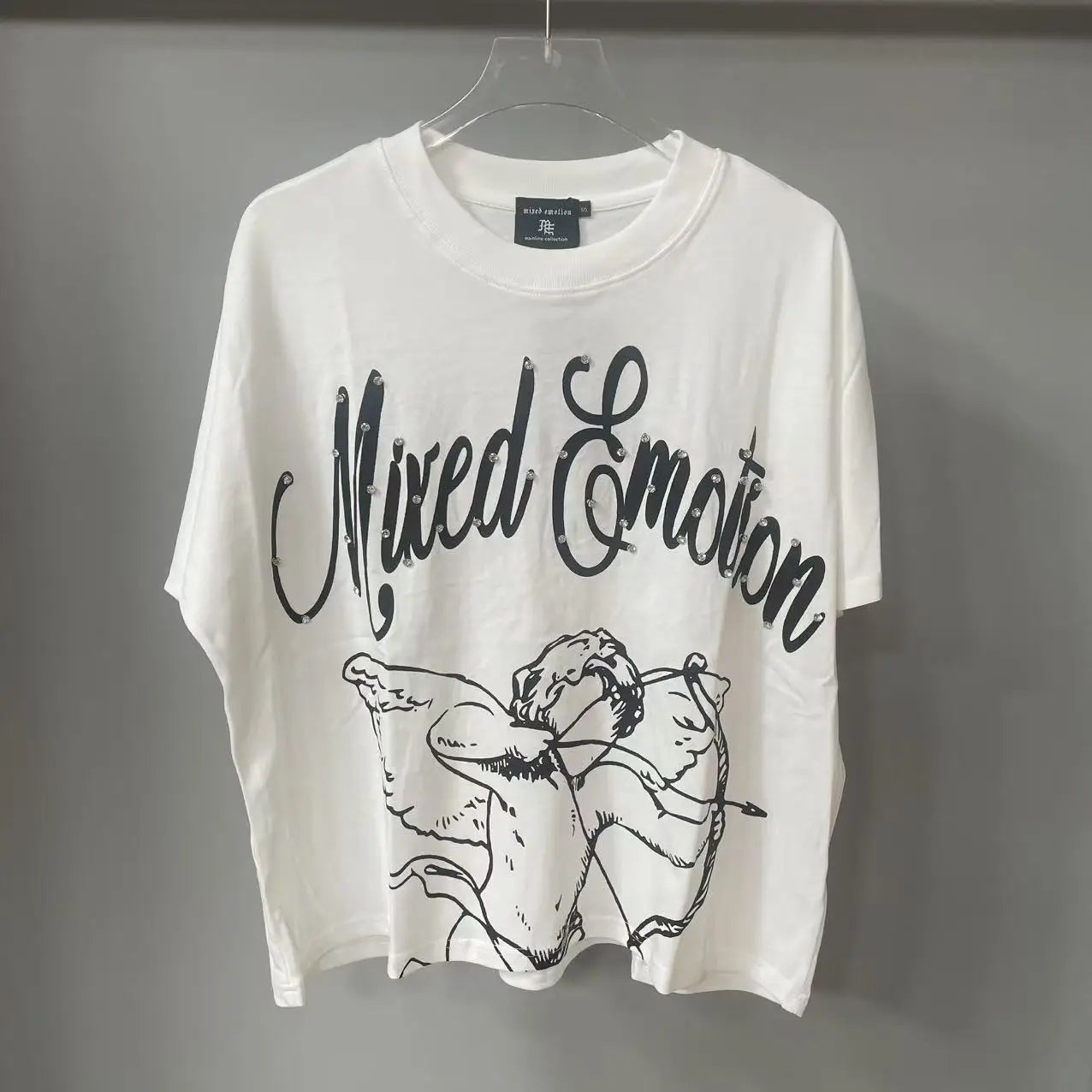 Summer Letter Rhinestone Short Sleeve Tshirts for Men White Streetwear Cotton Loose Crew Neck Top Tees Oversized Unisex Tshirt