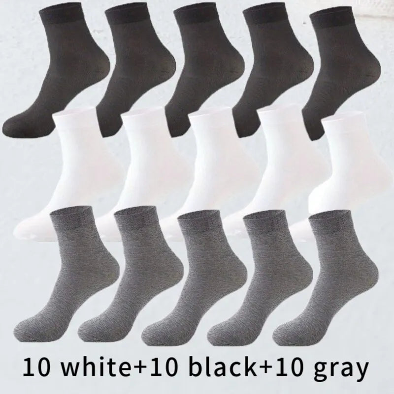 30 Pairs High Quantity Breathable Fiber Men's Socks Summer Comfortable Thin Ice Silk Socks High Elastic Business Casual Socks