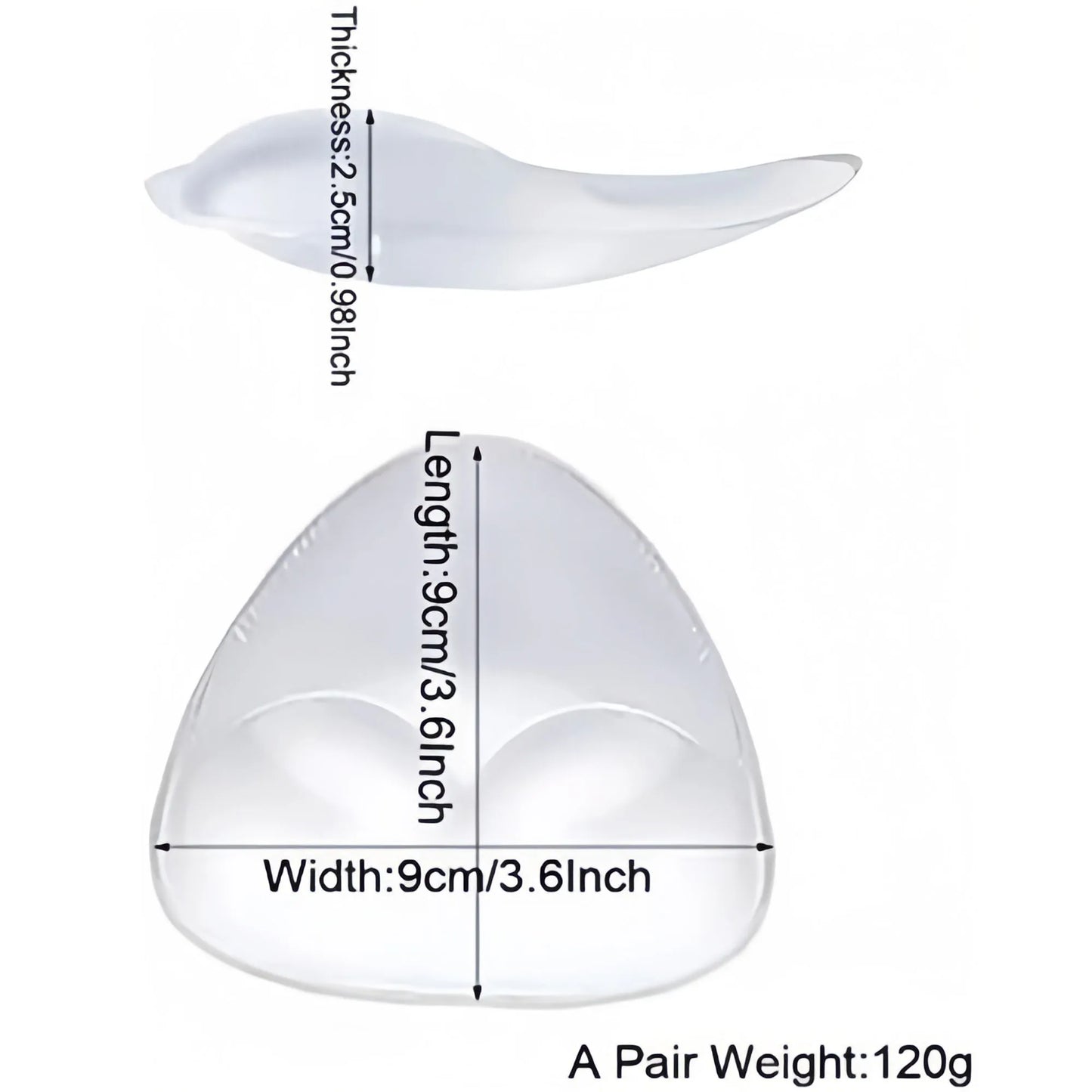 1 Pair of Invisible Bikini Self-Adhesive Thickeneded Inserts Waterproof Bra Cute Strapless Triangle Silicone Breast Pads Breast Lift Push-Up Silicone Bra Inserts