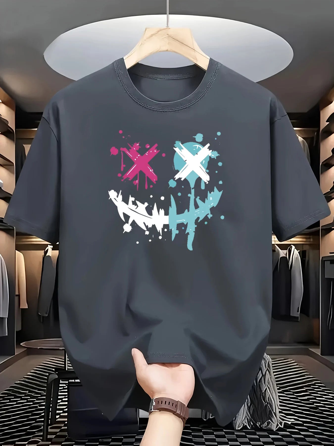 Men's summer 100 cotton fashionable casual loose solid color multi-color optional sports round neck short sleeved T-shirt top