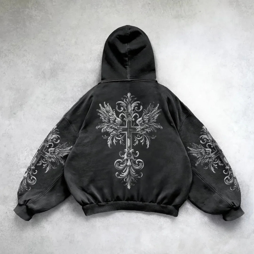 Street Hip-Hop Harajuku Y2K Casual Loose Hoodie American Retro Personality Pattern Fashion Versatile Oversized Sweatshirt Women