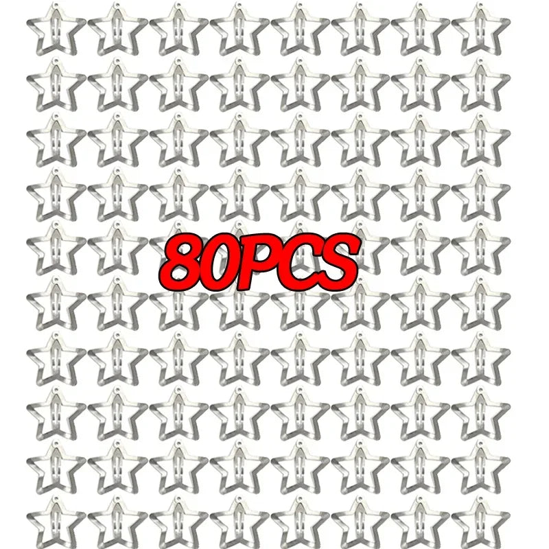 Silver Star BB Hair Clips Y2K Cute Metal Snap Star Hairpins Hair Clips Side Barrettes Hairs Grip Women Hair Accessories Headwear