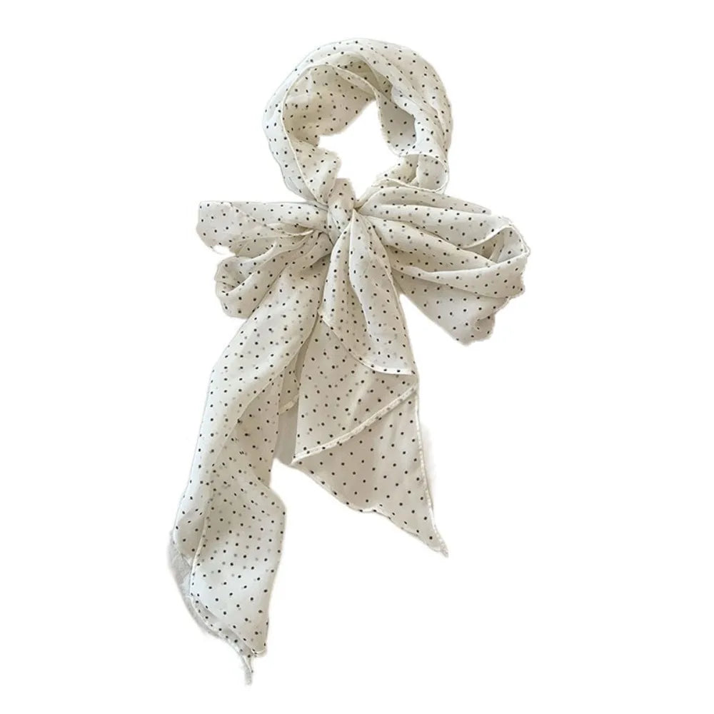 Elegant Ribbon Polka Dot Scarf Printed Multifunction Scarf Headband Thin Head Scarf Long Scarves Party