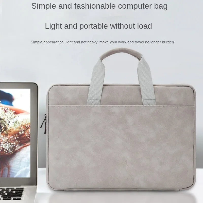 Fully Opening and Closing PU Sheepskin Leather Laptop Bag Suitable for 13-16 Inches Feel Splashproof and Shockresistant