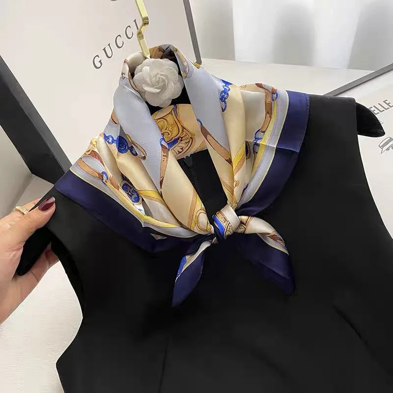 Women Silk Scarf Fashion Hair Scarf Silk Satin Neckerchief Female Hair Ties Headband Hair Ornament Female Bandana Bag Scarves