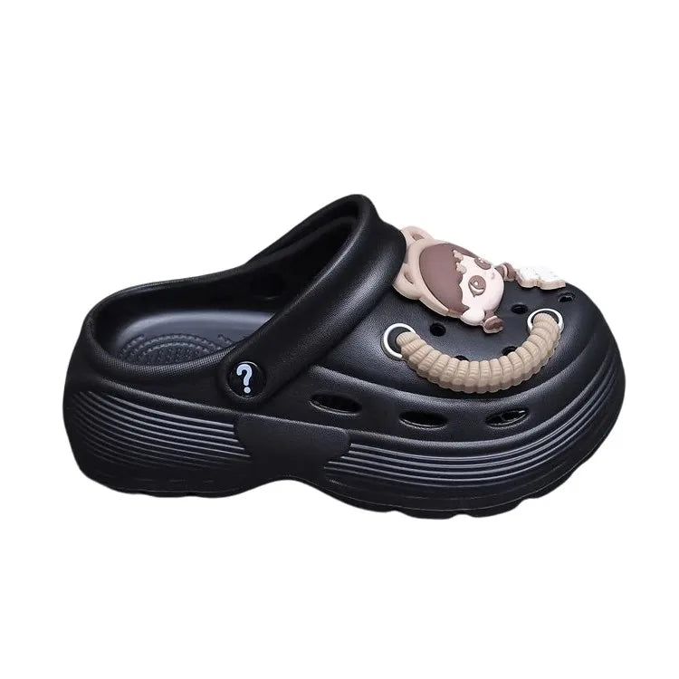 New summer cute little person hole shoes women's shoes breathable thick sole comfortable slippers beach shoes sandal Platform