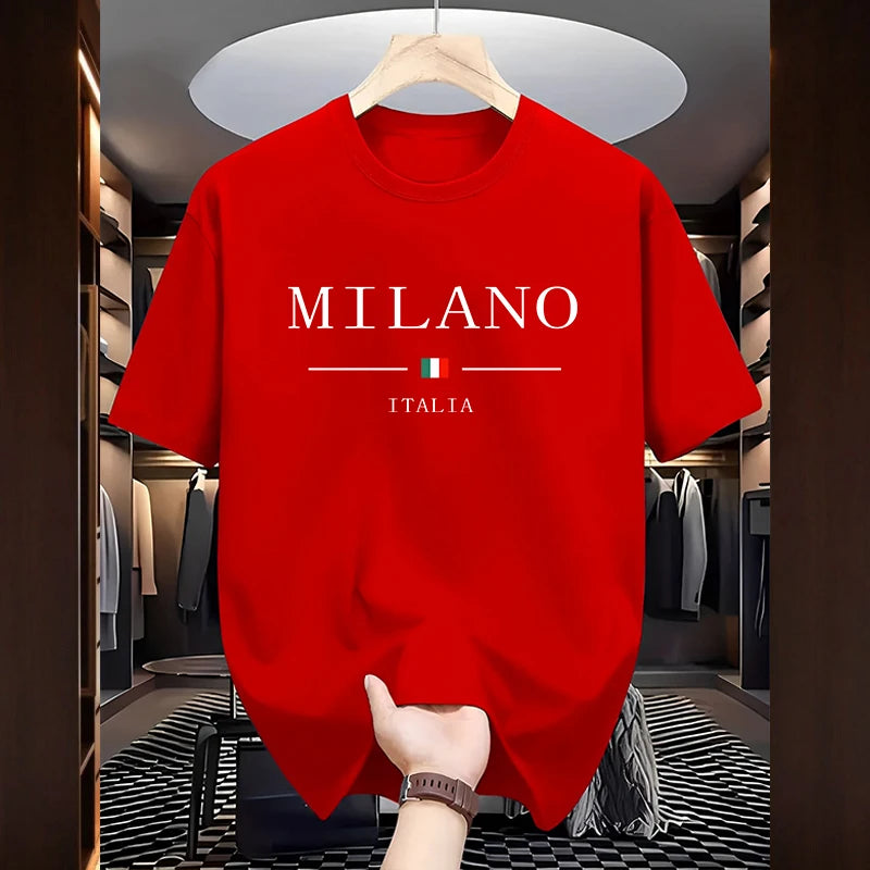 Italy Fashion Mens Cotton T-shirt Spring Summer Daily Casual Fashion O-neck Short Sleeve Top Male Home Outdoor Comfort Soft Tees