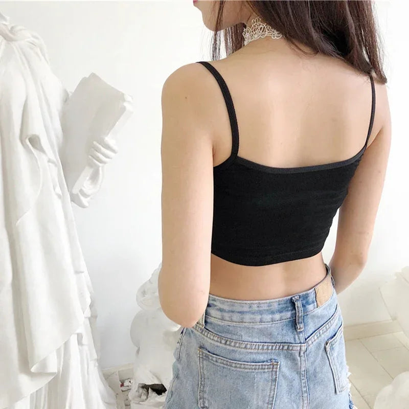 Hot Girls Clothes I Have No Tits Funny Letters Crop Top for Women Seamless Sleeveless White Tank Tops Camis Backless Camisole