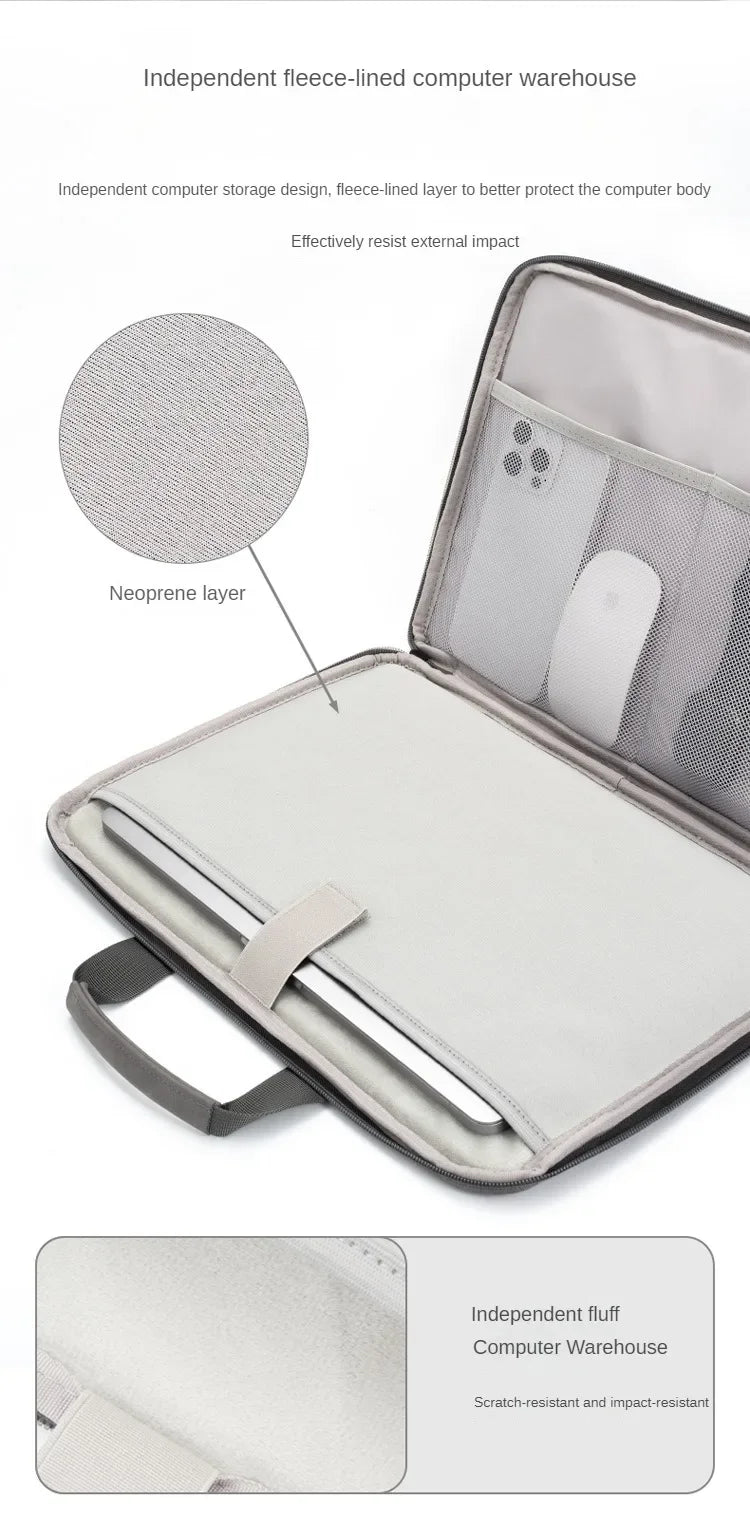 Fully Opening and Closing PU Sheepskin Leather Laptop Bag Suitable for 13-16 Inches Feel Splashproof and Shockresistant