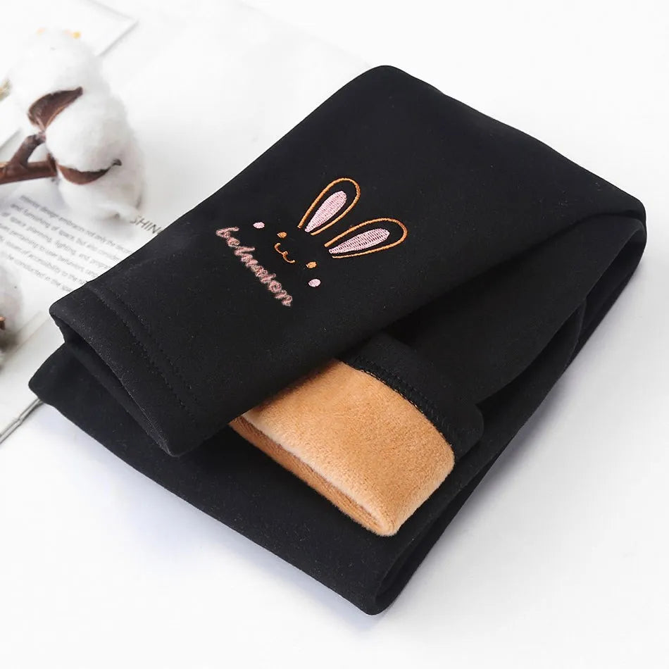 Leggings pour filles de 3 à 8 ans, pantalons lapin pour bébés, collants thermiques pour enfants, doublure polaire, à la mode, bas décontracté, automne et hiver