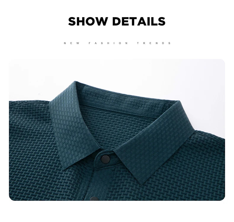 Summer New Men's Lop-up Hollow Short-sleeved Polo Shirt Ice Silk Breathable Business Fashion T-Shirt Male Brand Clothes