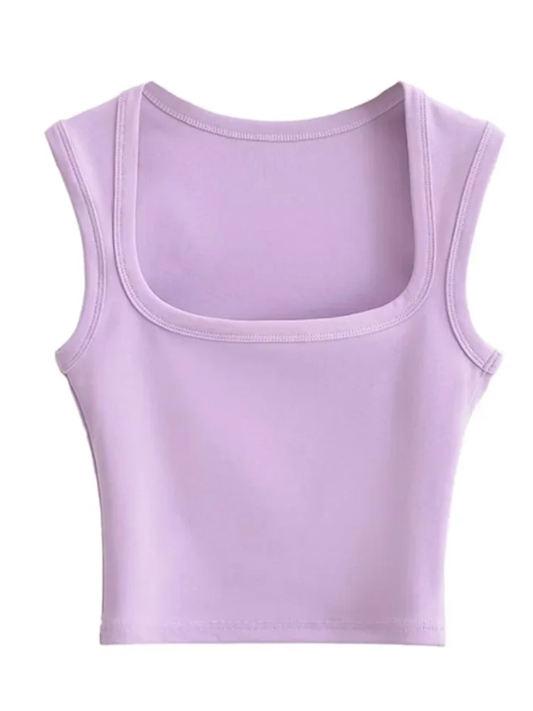 Deep Square Collar Vests 2025 Summer New Fashion Sexy Women's Crop Tops Sling Vest Camis
