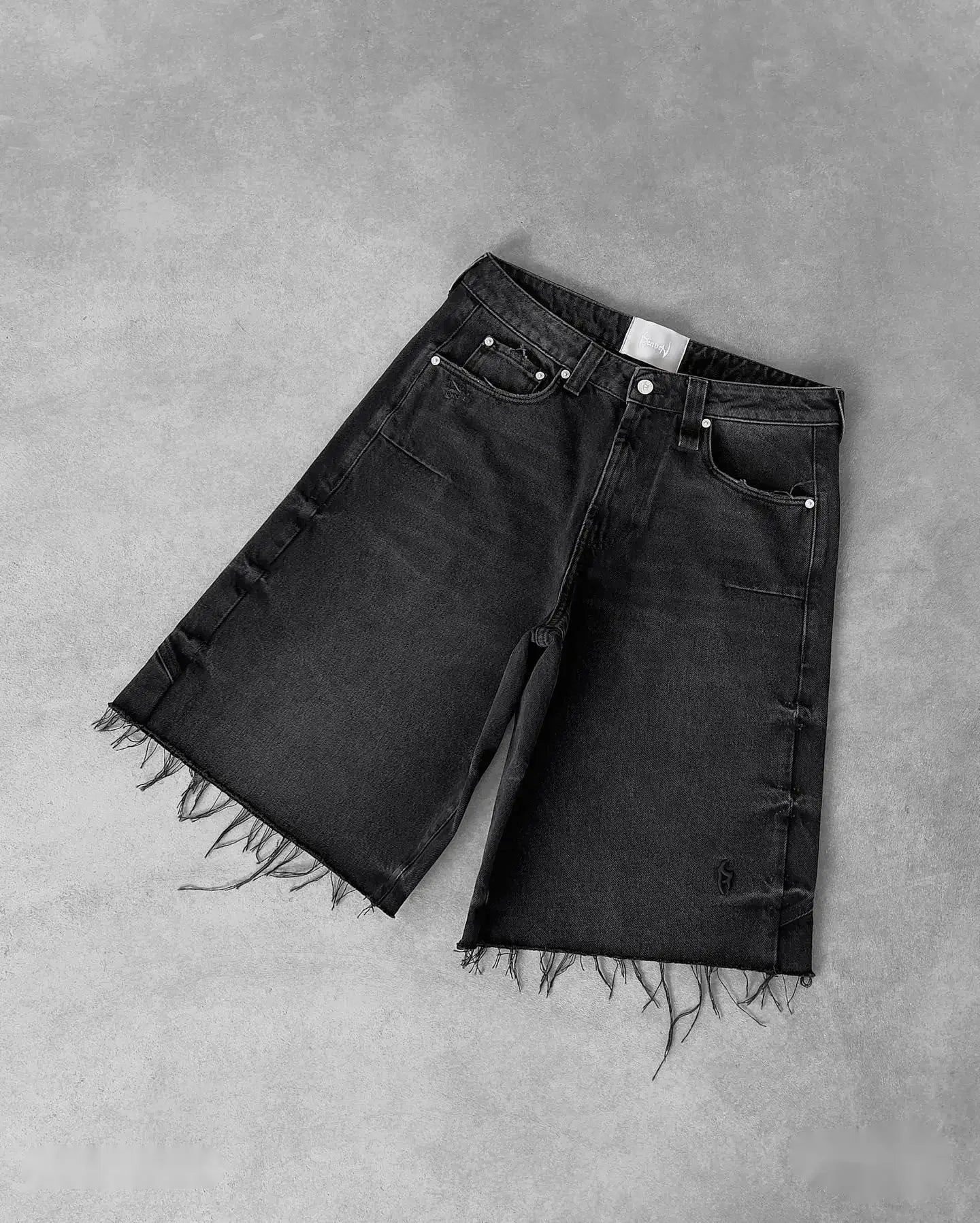 Y2k Black Punk Wash Baggy Work Shorts Men Women Summer Hip Hop Ripped Hole Denim Shorts Raw Edge Casual Jorts Streetwear