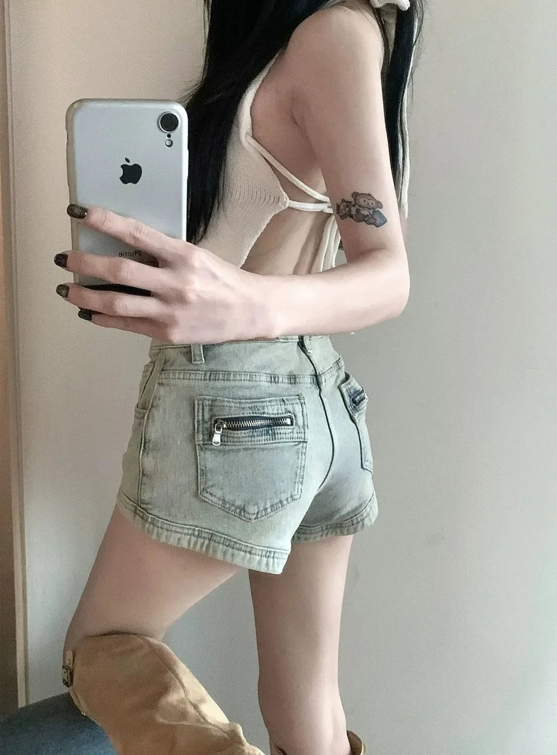 Women's Stretchy Jeans Summer 2025 - High-Waisted American Spicy Shorts with Slimming Straight Leg and A-Line Cut Shorts