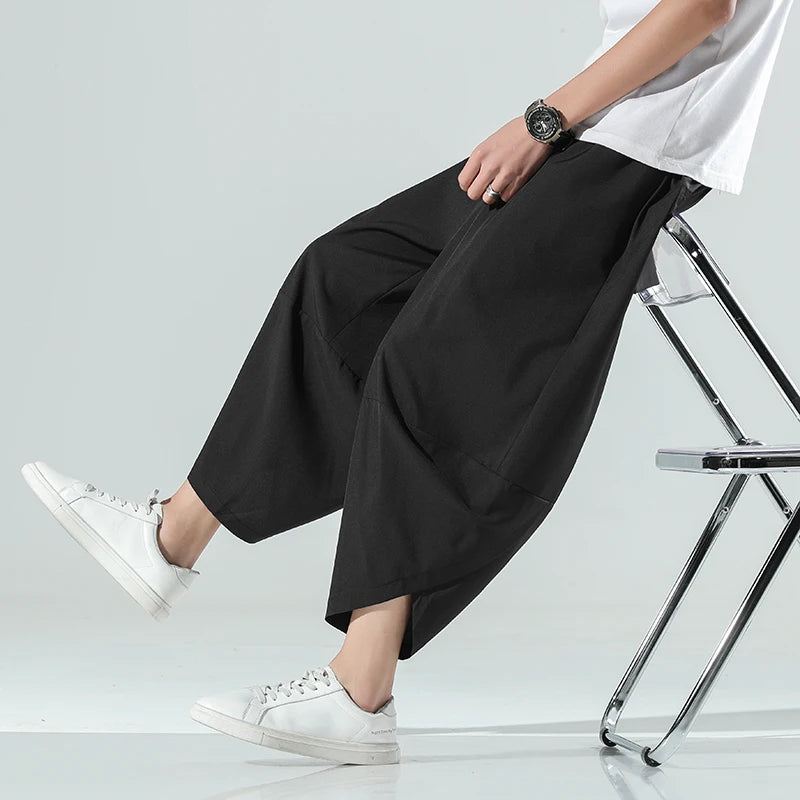 2023 Summr Men Chinese Style Harem Pants Men Streetwear Breathable Beach Pants Male Casual Calf-Lenght Trousers M-5xl