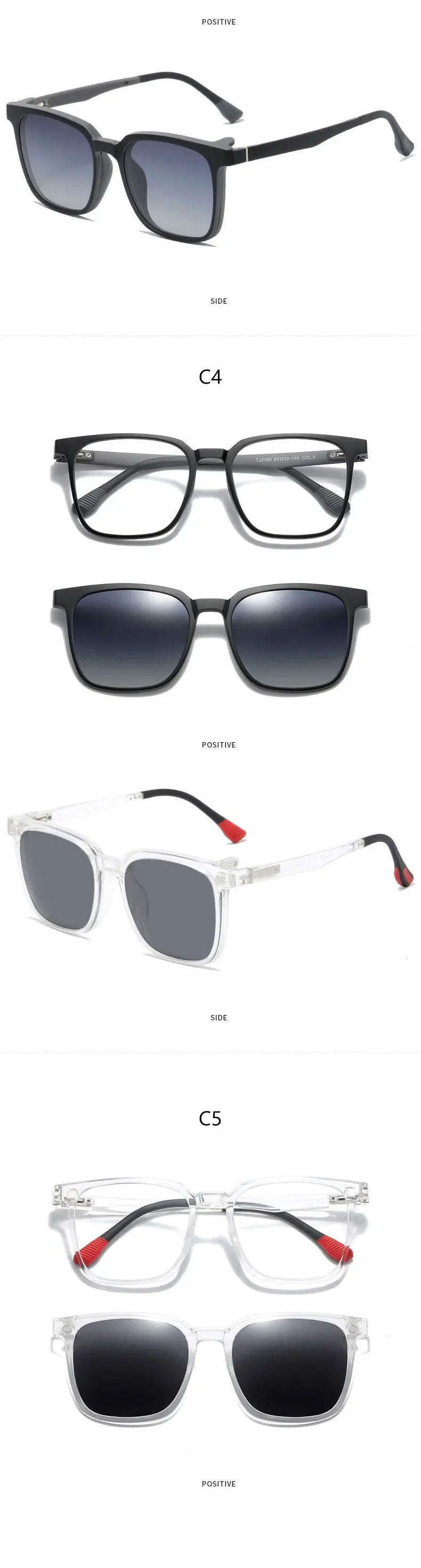 CLLOIO Magnetic Clip Optical Sunglasses Men Polarized Myopia Prescription Glasses Anti Blue Light Reading Glasses for Women 2190