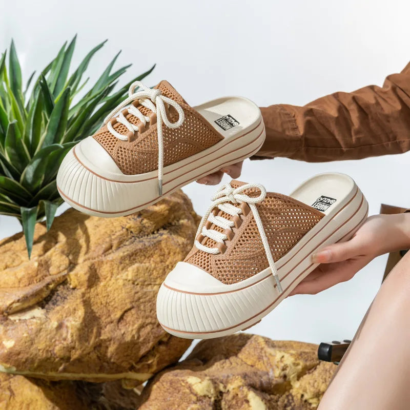 Women's Canvas Slip-On Summer oes Breathable Thi Bot Casual Net oes Sports Anti-Slip f Slippers Sandals
