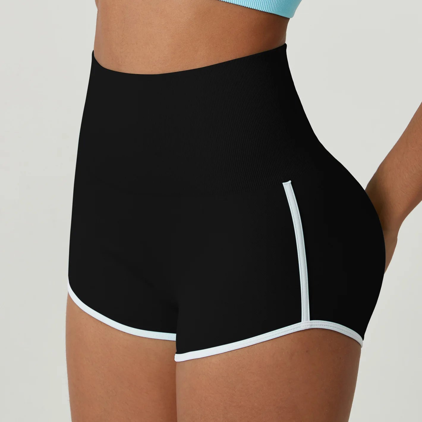 Women Gym Shorts White Edge Athletic Butt Lifting Workout Biker High Waist Yoga Pants Leggins Sports Fitness Three-Pantsy Tights