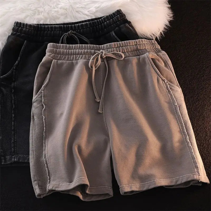 Street Retro Niche Splicing Casual Pinch Pants for Men and Women Summer Loose Sports Old Shorts Trend