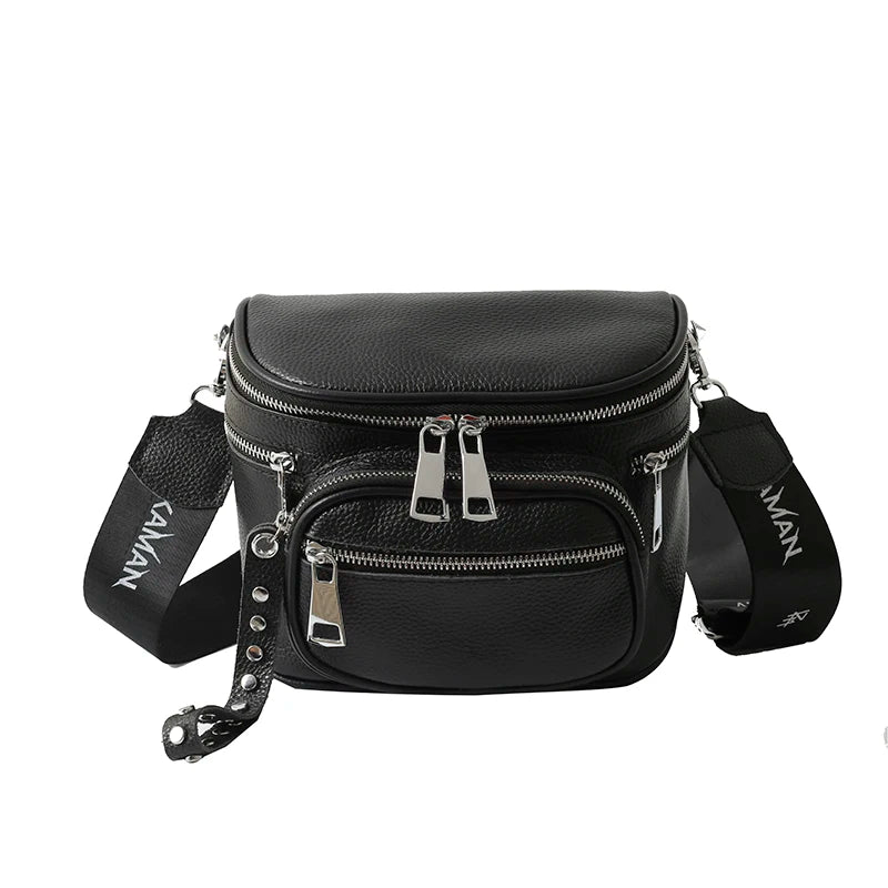 High Quality 100%Natural Cowskin Female Shoulder Crossbody Tote Genuine Leather Saddle Bags For Women Casual Wide Strap Handbags