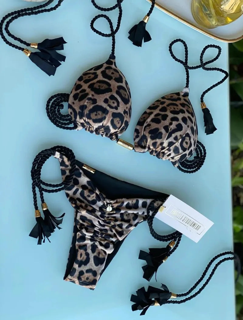 Women Bikini Rope Triangle Swimsuit Multicolor Sexy Low Waisted Bikini Set Swimsuit Swimwear Women BeachwearBrazilian biquini