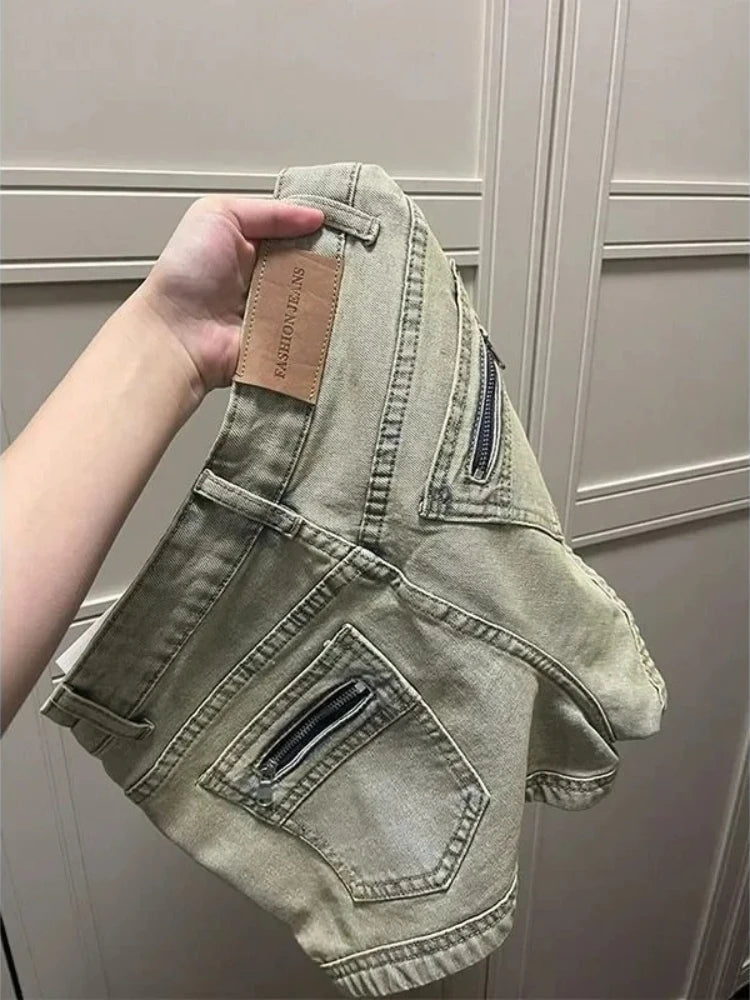 Women's Stretchy Jeans Summer 2025 - High-Waisted American Spicy Shorts with Slimming Straight Leg and A-Line Cut Shorts