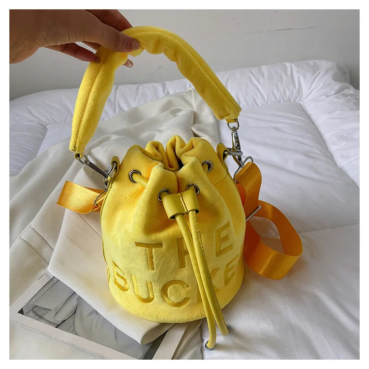 Velvet Bucket Bags for Women Fashion Purses and Handbags Designer Crossbody Bag Luxury Shoulder Bag New Satchel Lady Bag