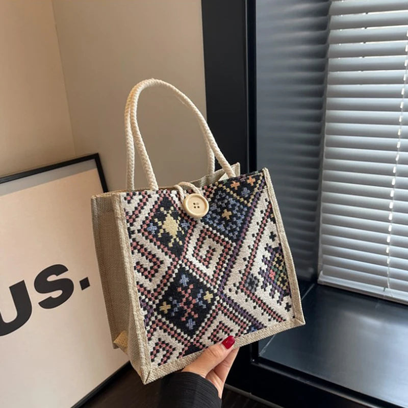 Canvas Bags For Women Shoulder Bag Retro Casual Tote Handbags Ethnic Style Large Capacity Hand Bags Japanese Style Student Bag
