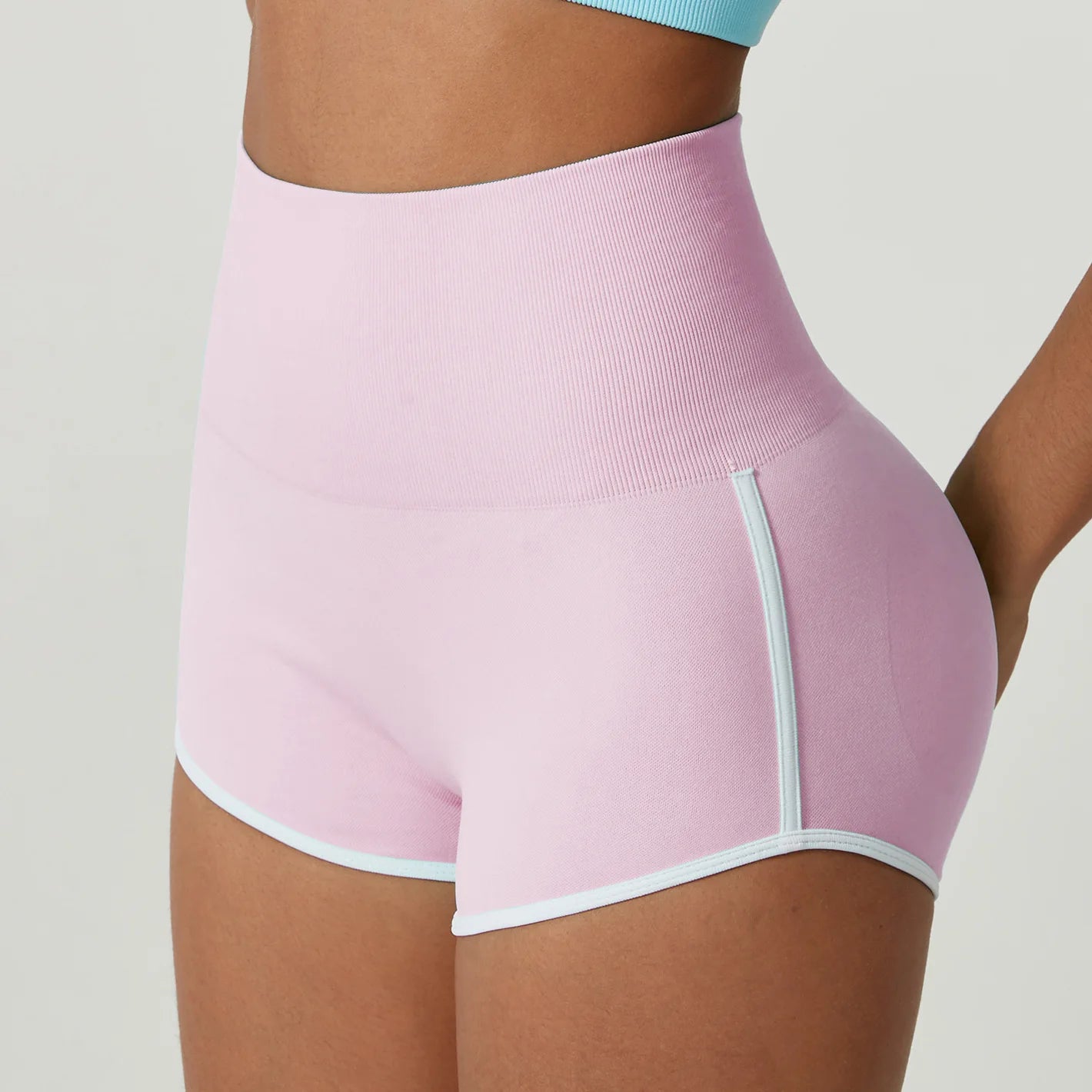 Women Gym Shorts White Edge Athletic Butt Lifting Workout Biker High Waist Yoga Pants Leggins Sports Fitness Three-Pantsy Tights