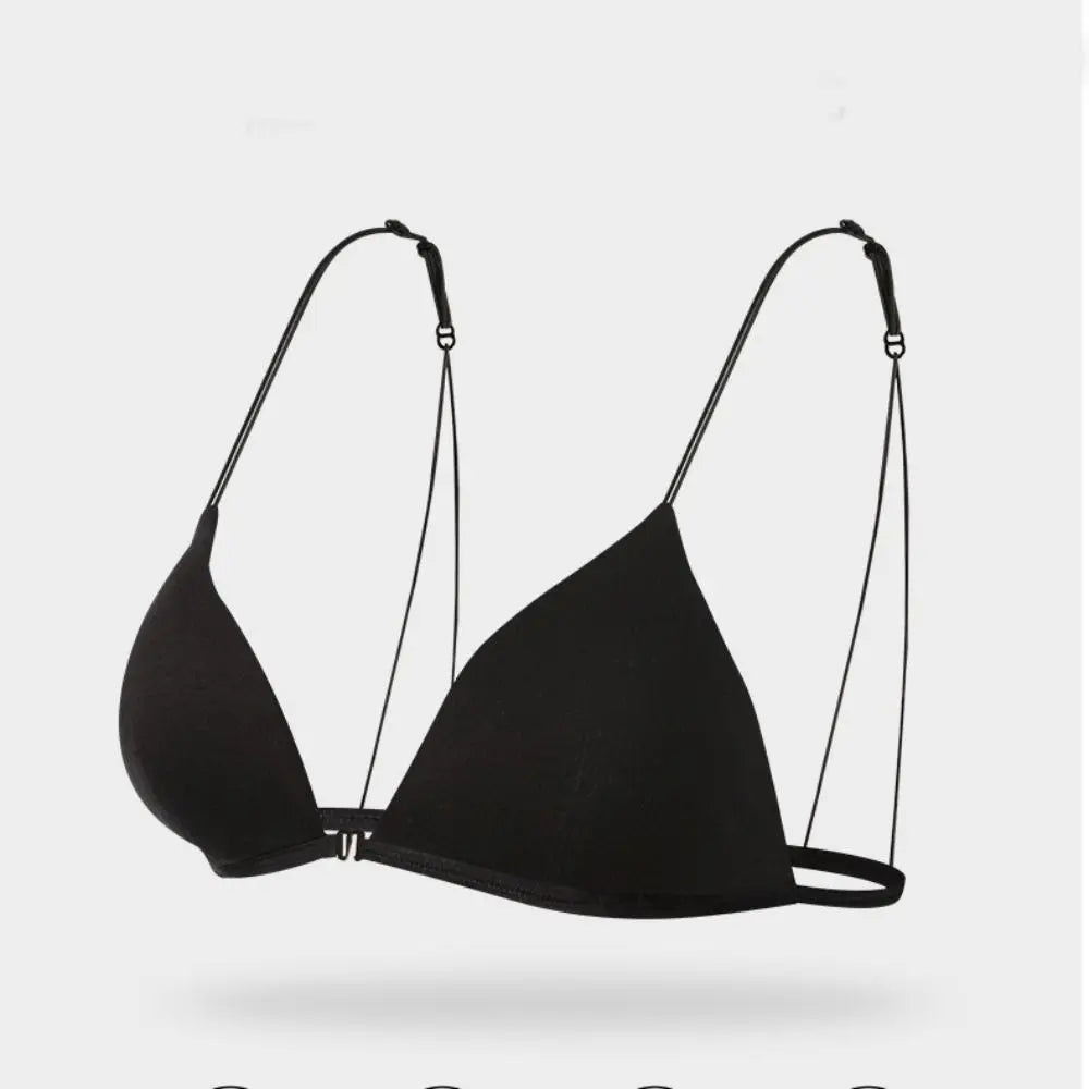 Fachion Triangle Bras for Women Beauty Back Thin Strape French Style Bra Solid Color Lingerie Deep V Bralette Summer