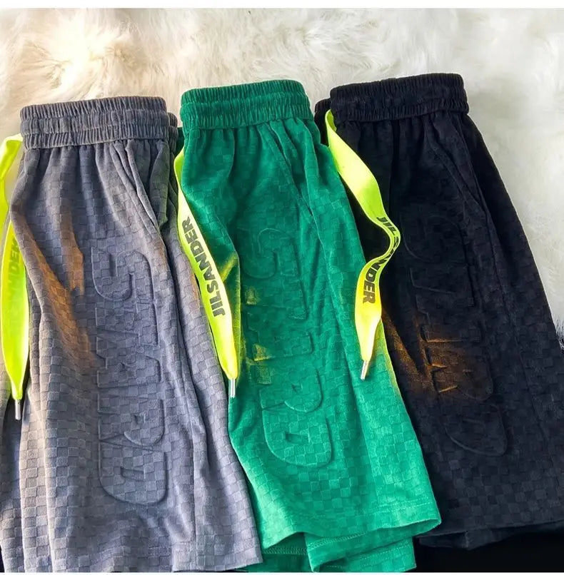 High Street Foam Letter Velvet Shorts Men's Fashion Casual Summer Loose Sports Shorts