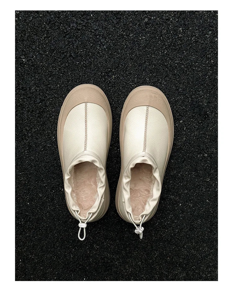 2024 Winter Same Matte Fur Integrated Velvet Thick-soled Men's and Women's Couple Contrasting Cotton Snow Boots