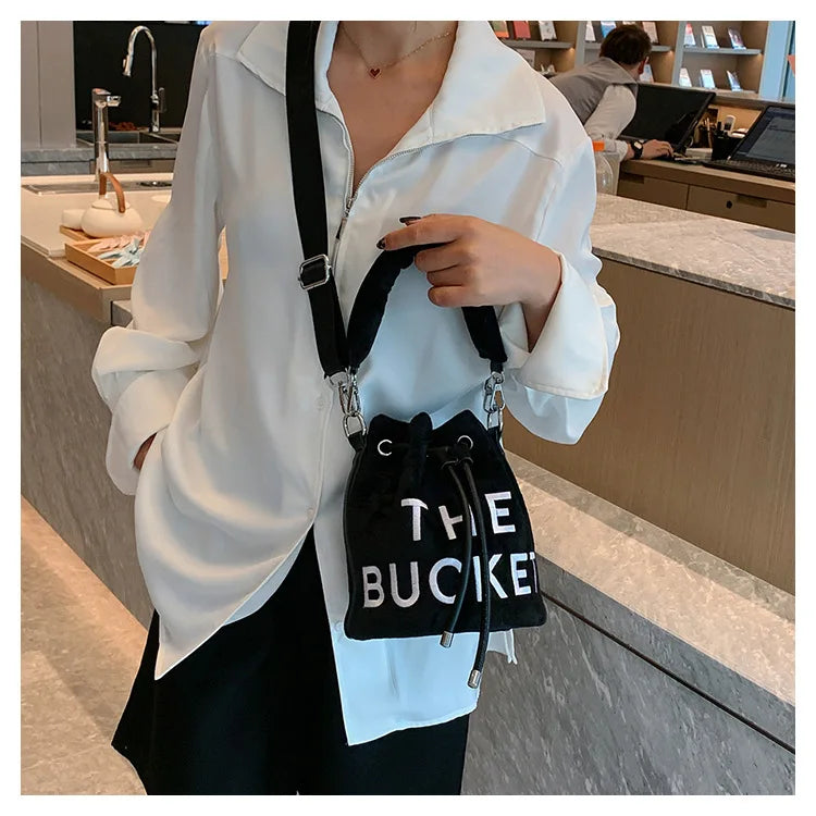 Velvet Bucket Bags for Women Fashion Purses and Handbags Designer Crossbody Bag Luxury Shoulder Bag New Satchel Lady Bag
