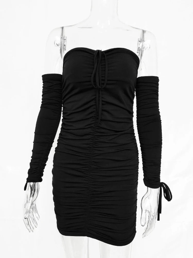 Articat – robe à bandes pour femmes, Sexy, épaules dénudées, manches longues, Slim, élastique, moulante, robes de soirée, automne hiver, 2022