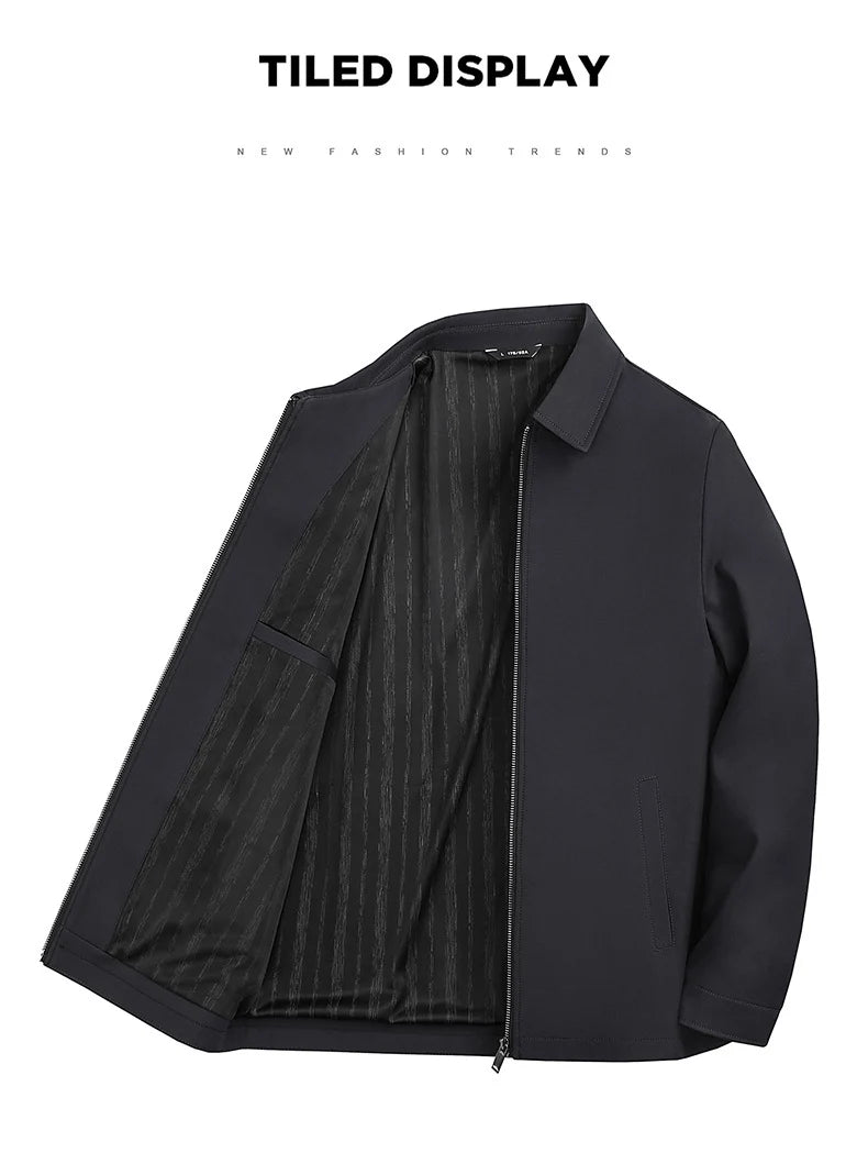 BROWON Brand Coat Men Jacket 2025 Autumn New Fashion Turn-Down Collar Jacket Men Casual Business Solid Color Outwear Mens Jacket