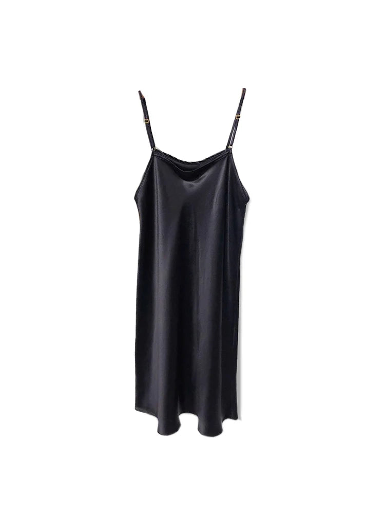 SuyaDream femme Mini robe 19mm 100% vraie soie sans manches solide Spaghetti sangle robes de nuit 2025 élégant Chic vêtements