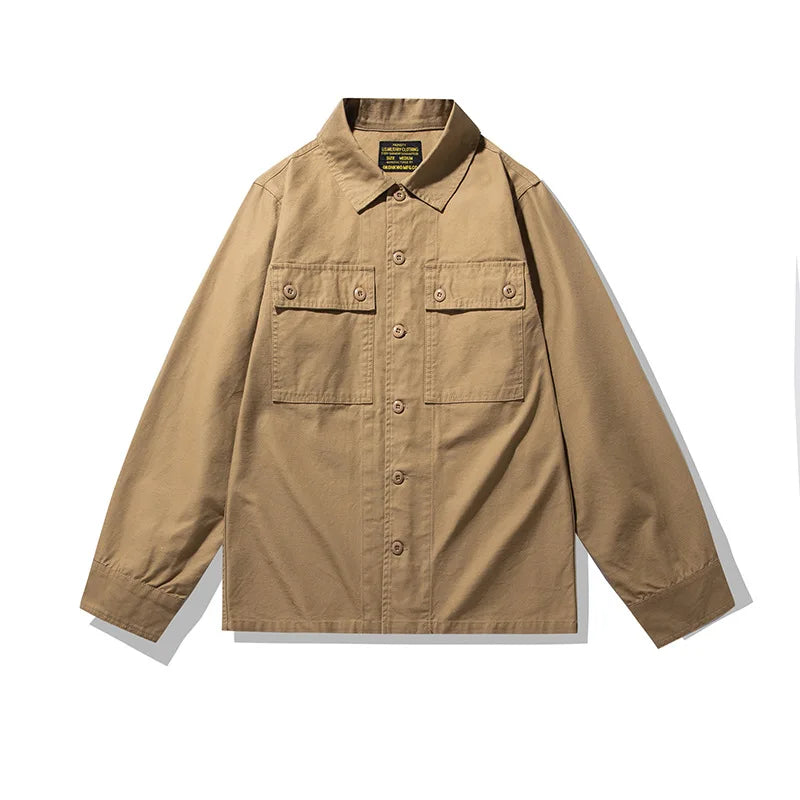 2025 Spring Men's Tiger Stripe Camo Camouflage Cargo Shirt Fashion Work Engineer Long Sleeved Shirt Jacket With Double Pockets